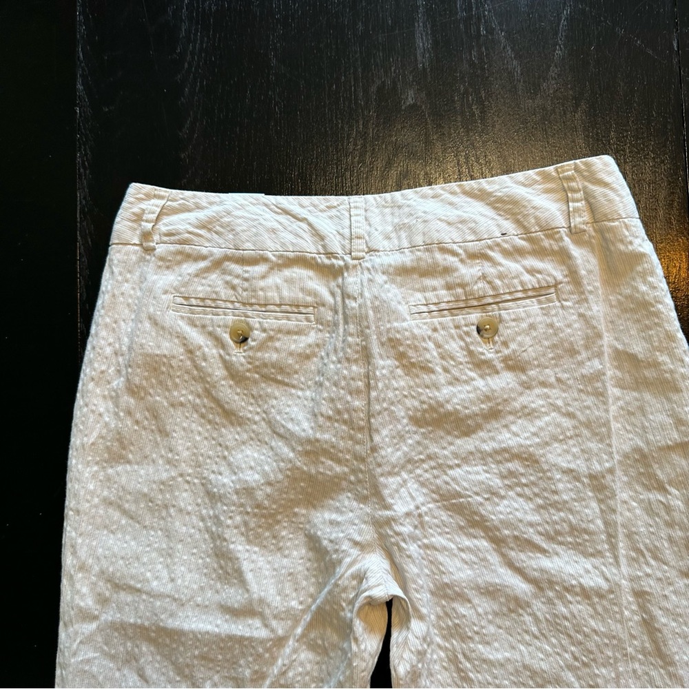 Retro Banana Republic Size 6 Martin white and Blue Striped Linen Pant Wide Leg - Picture 2 of 13